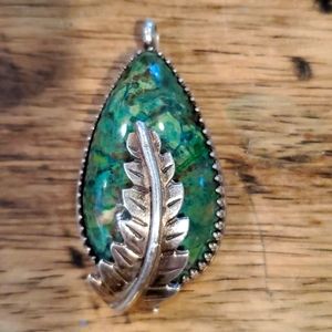 NAVAJO STERLING SILVER AND MORENCI TURQUOISE Pendant